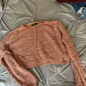 Forever 21 cropper orange knit sweater, size small